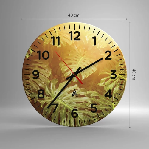Wall clock - Clock on glass - Walking into the Green - 40x40 cm