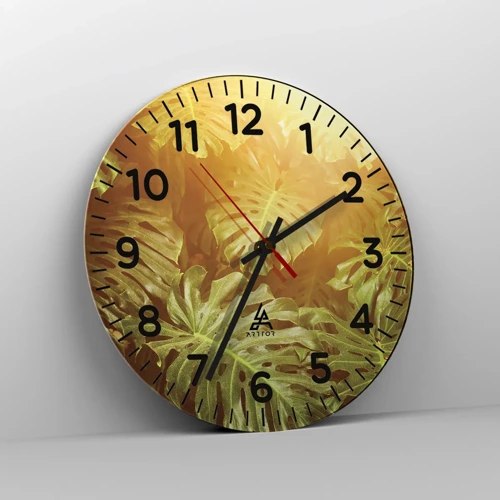 Wall clock - Clock on glass - Walking into the Green - 40x40 cm