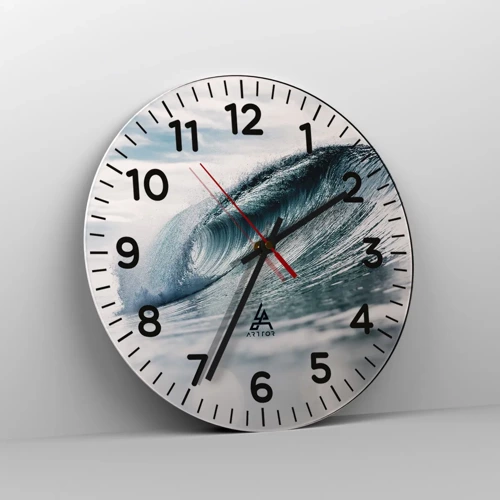 Wall clock - Clock on glass - Water Summit - 40x40 cm