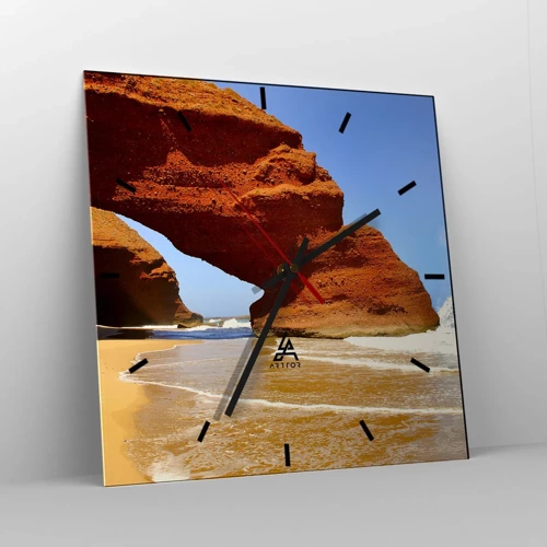 Wall clock - Clock on glass - Water and Wind through Thousands of Years - 30x30 cm