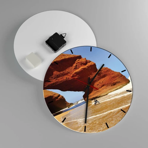 Wall clock - Clock on glass - Water and Wind through Thousands of Years - 30x30 cm