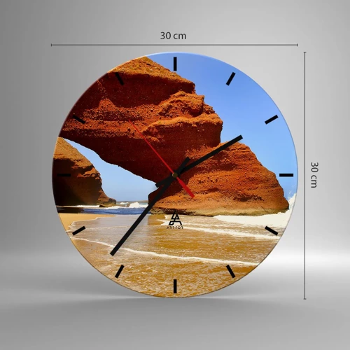 Wall clock - Clock on glass - Water and Wind through Thousands of Years - 30x30 cm