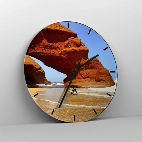 Wall clock - Clock on glass - Water and Wind through Thousands of Years - 30x30 cm