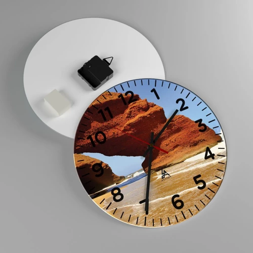 Wall clock - Clock on glass - Water and Wind through Thousands of Years - 30x30 cm