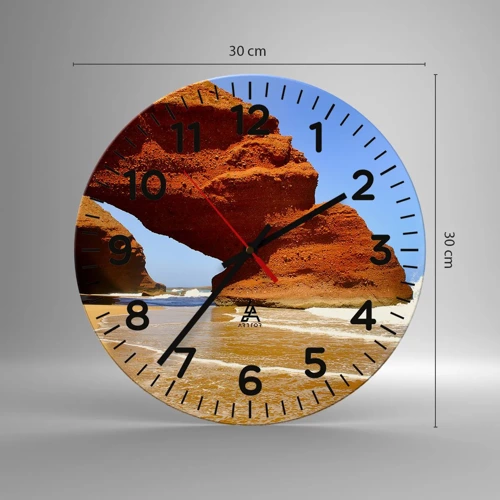 Wall clock - Clock on glass - Water and Wind through Thousands of Years - 30x30 cm