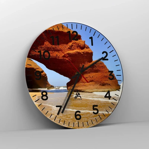 Wall clock - Clock on glass - Water and Wind through Thousands of Years - 30x30 cm