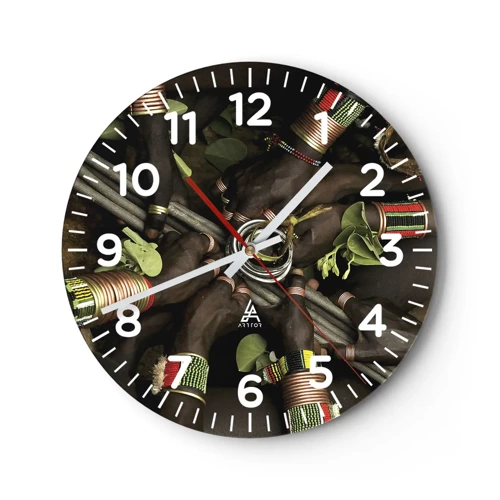 Wall clock - Clock on glass - We Are Together - 30x30 cm