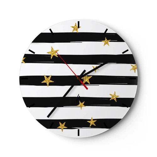 Wall clock - Clock on glass - We Have All Been Born Under a Lucky Star - 30x30 cm