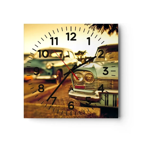 Wall clock - Clock on glass - We Wait and See - 30x30 cm