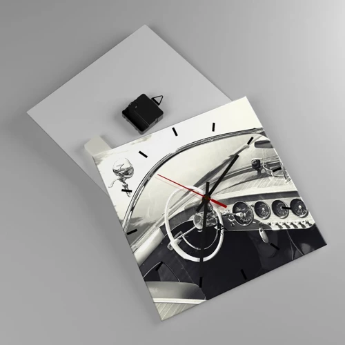 Wall clock - Clock on glass - Weather for the Rich - 30x30 cm