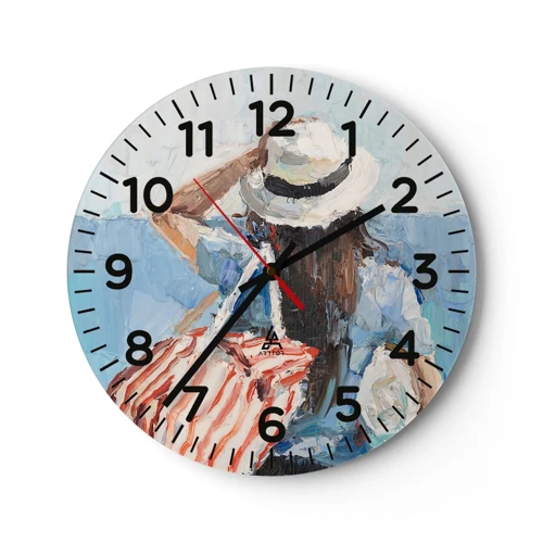 Wall clock - Clock on glass - Welcome to Holiday - 30x30 cm