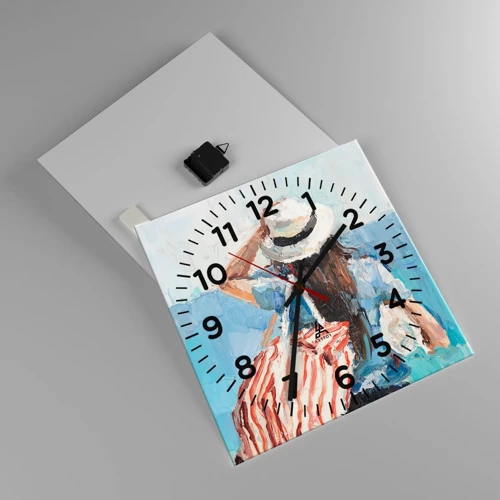 Wall clock - Clock on glass - Welcome to Holiday - 40x40 cm