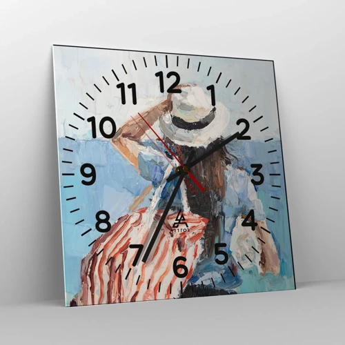 Wall clock - Clock on glass - Welcome to Holiday - 40x40 cm