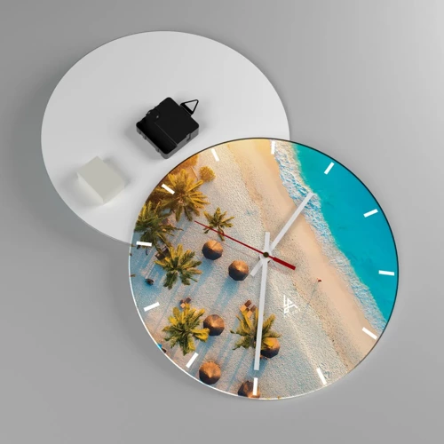 Wall clock - Clock on glass - Welcome to Paradise - 30x30 cm