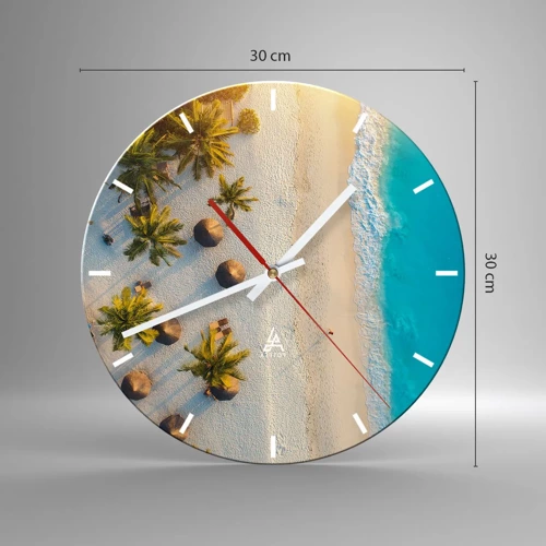 Wall clock - Clock on glass - Welcome to Paradise - 30x30 cm