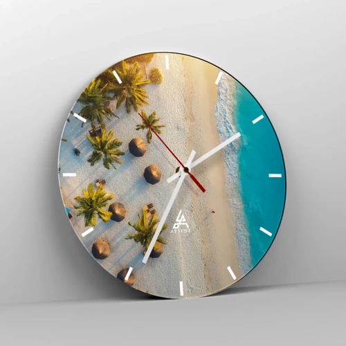 Wall clock - Clock on glass - Welcome to Paradise - 30x30 cm