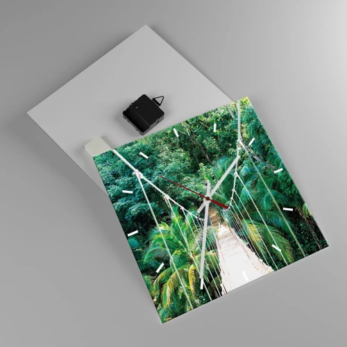 Wall clock - Clock on glass - Welcome to the Jungle! - 30x30 cm