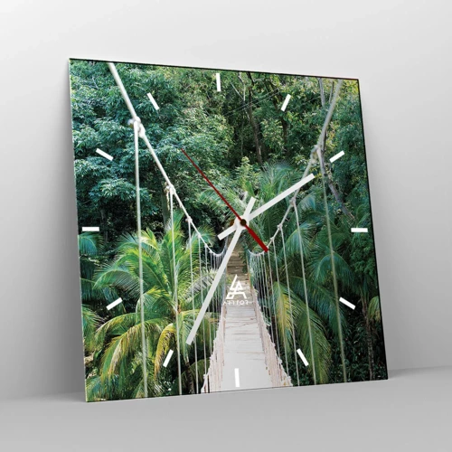 Wall clock - Clock on glass - Welcome to the Jungle! - 30x30 cm