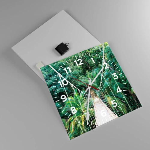 Wall clock - Clock on glass - Welcome to the Jungle! - 40x40 cm