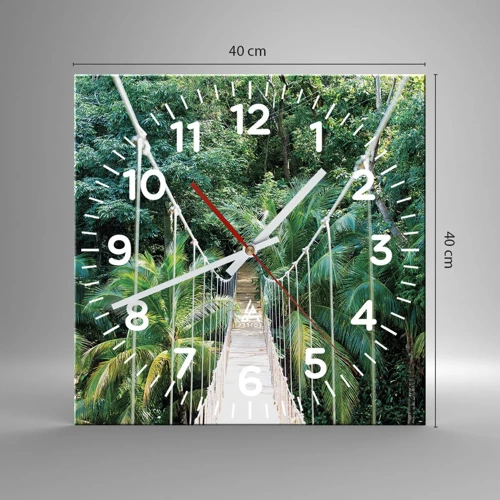 Wall clock - Clock on glass - Welcome to the Jungle! - 40x40 cm