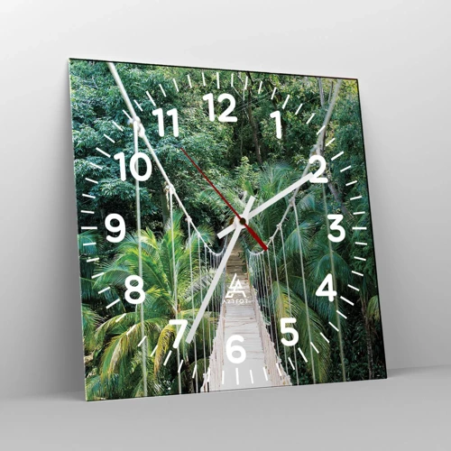 Wall clock - Clock on glass - Welcome to the Jungle! - 40x40 cm