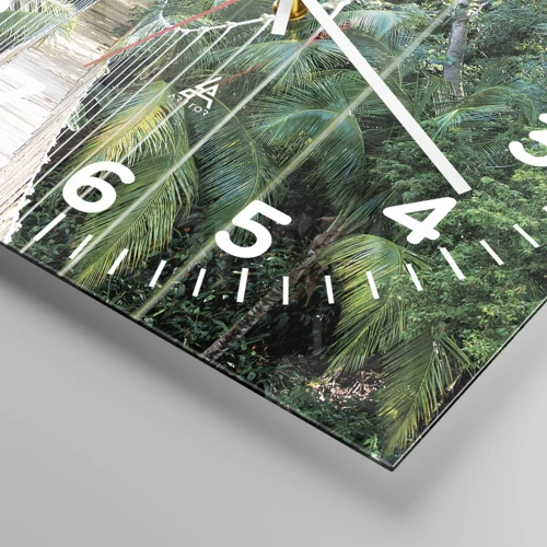 Wall clock - Clock on glass - Welcome to the Jungle! - 40x40 cm