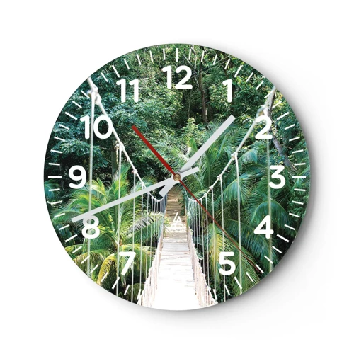 Wall clock - Clock on glass - Welcome to the Jungle! - 40x40 cm