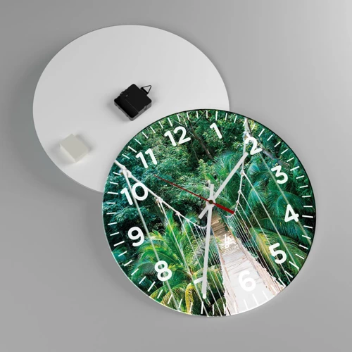 Wall clock - Clock on glass - Welcome to the Jungle! - 40x40 cm