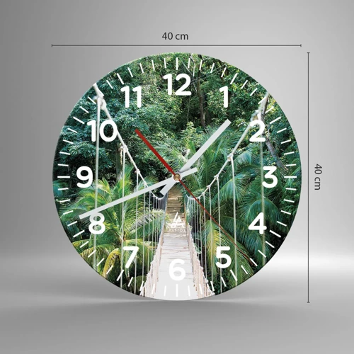 Wall clock - Clock on glass - Welcome to the Jungle! - 40x40 cm