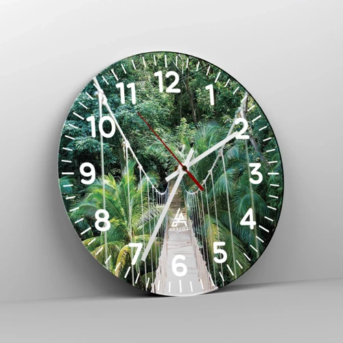 Wall clock - Clock on glass - Welcome to the Jungle! - 40x40 cm