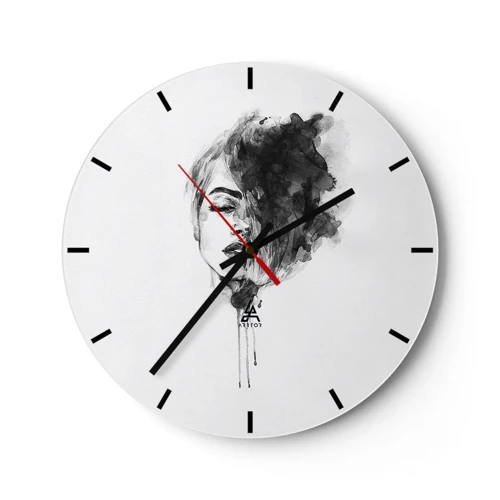 Wall clock - Clock on glass - What Does a Girl Dream about? - 30x30 cm