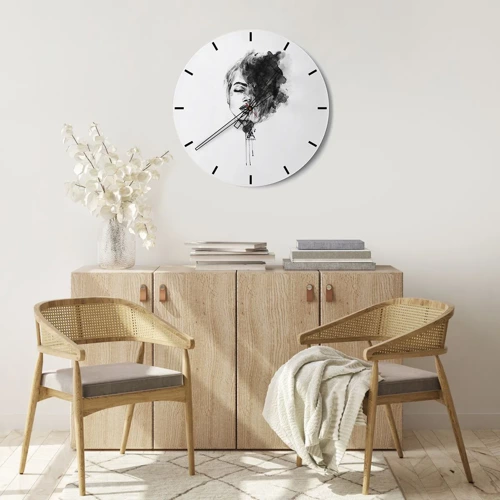 Wall clock - Clock on glass - What Does a Girl Dream about? - 30x30 cm