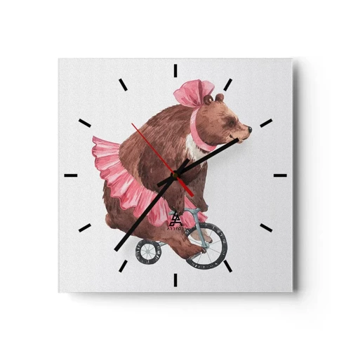 Wall clock - Clock on glass - What a Circus! - 40x40 cm