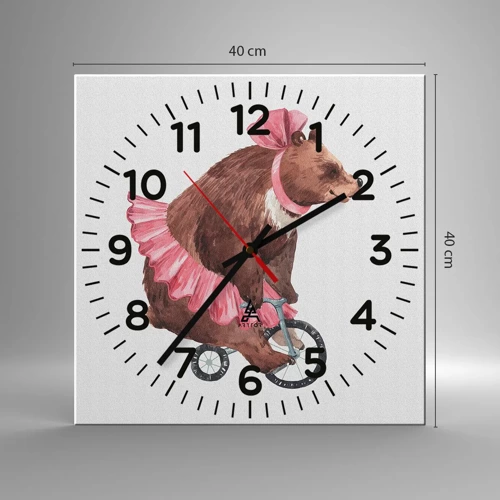 Wall clock - Clock on glass - What a Circus! - 40x40 cm