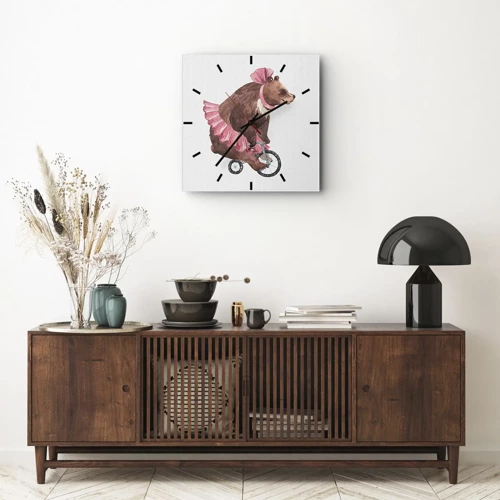 Wall clock - Clock on glass - What a Circus! - 40x40 cm