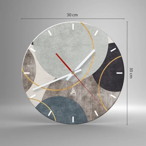 Wall clock - Clock on glass - Wheel after Wheel - 30x30 cm