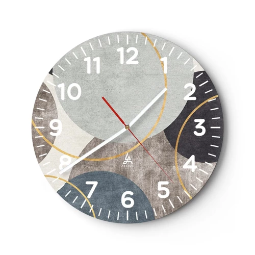 Wall clock - Clock on glass - Wheel after Wheel - 30x30 cm