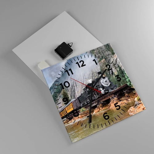 Wall clock - Clock on glass - Where Are You off to? - 30x30 cm