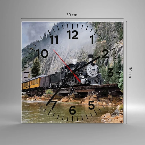 Wall clock - Clock on glass - Where Are You off to? - 30x30 cm