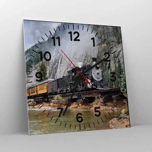 Wall clock - Clock on glass - Where Are You off to? - 30x30 cm