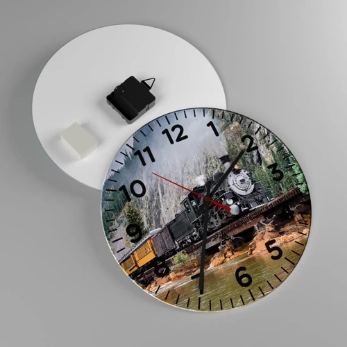 Wall clock - Clock on glass - Where Are You off to? - 30x30 cm