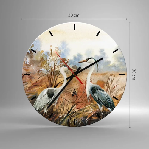 Wall clock - Clock on glass - Where to in Autumn? - 30x30 cm