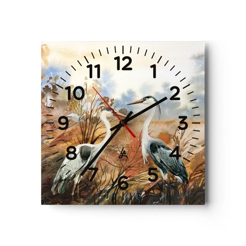 Wall clock - Clock on glass - Where to in Autumn? - 40x40 cm