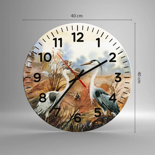 Wall clock - Clock on glass - Where to in Autumn? - 40x40 cm