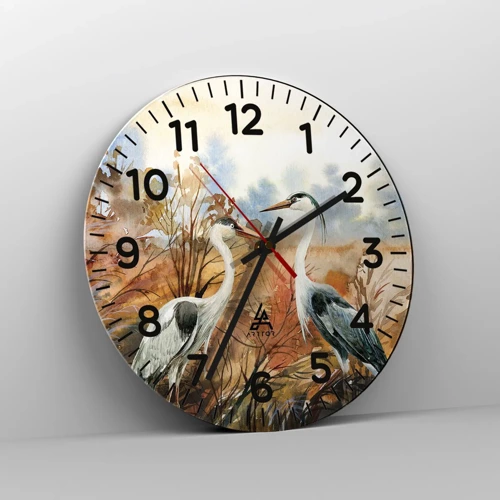 Wall clock - Clock on glass - Where to in Autumn? - 40x40 cm