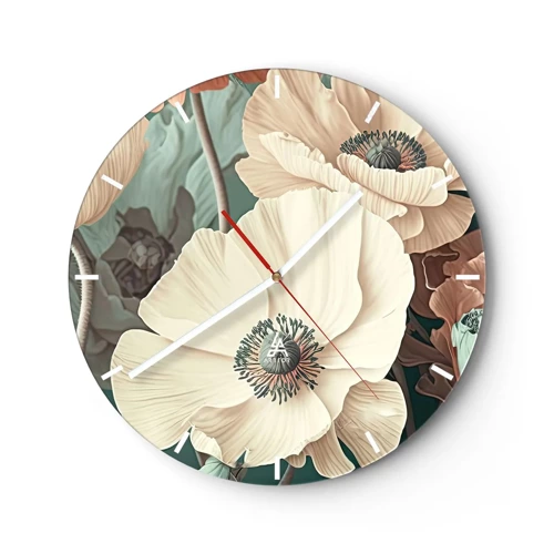 Wall clock - Clock on glass - Whisper of the Poppies - 30x30 cm