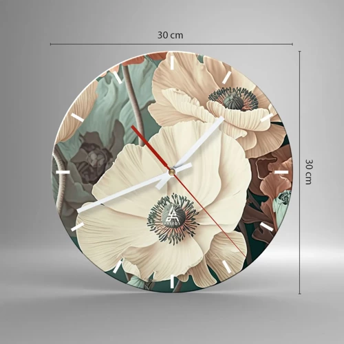 Wall clock - Clock on glass - Whisper of the Poppies - 30x30 cm