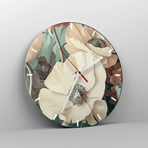 Wall clock - Clock on glass - Whisper of the Poppies - 30x30 cm