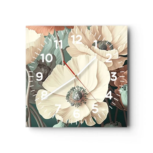 Wall clock - Clock on glass - Whisper of the Poppies - 30x30 cm