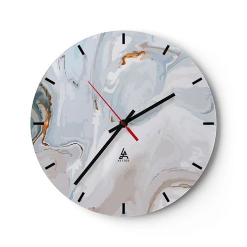 Wall clock - Clock on glass - White Fusion - 30x30 cm